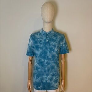 BP. Men’s Blue Tie Dye Organic Cotton Polo Shirt - Size M